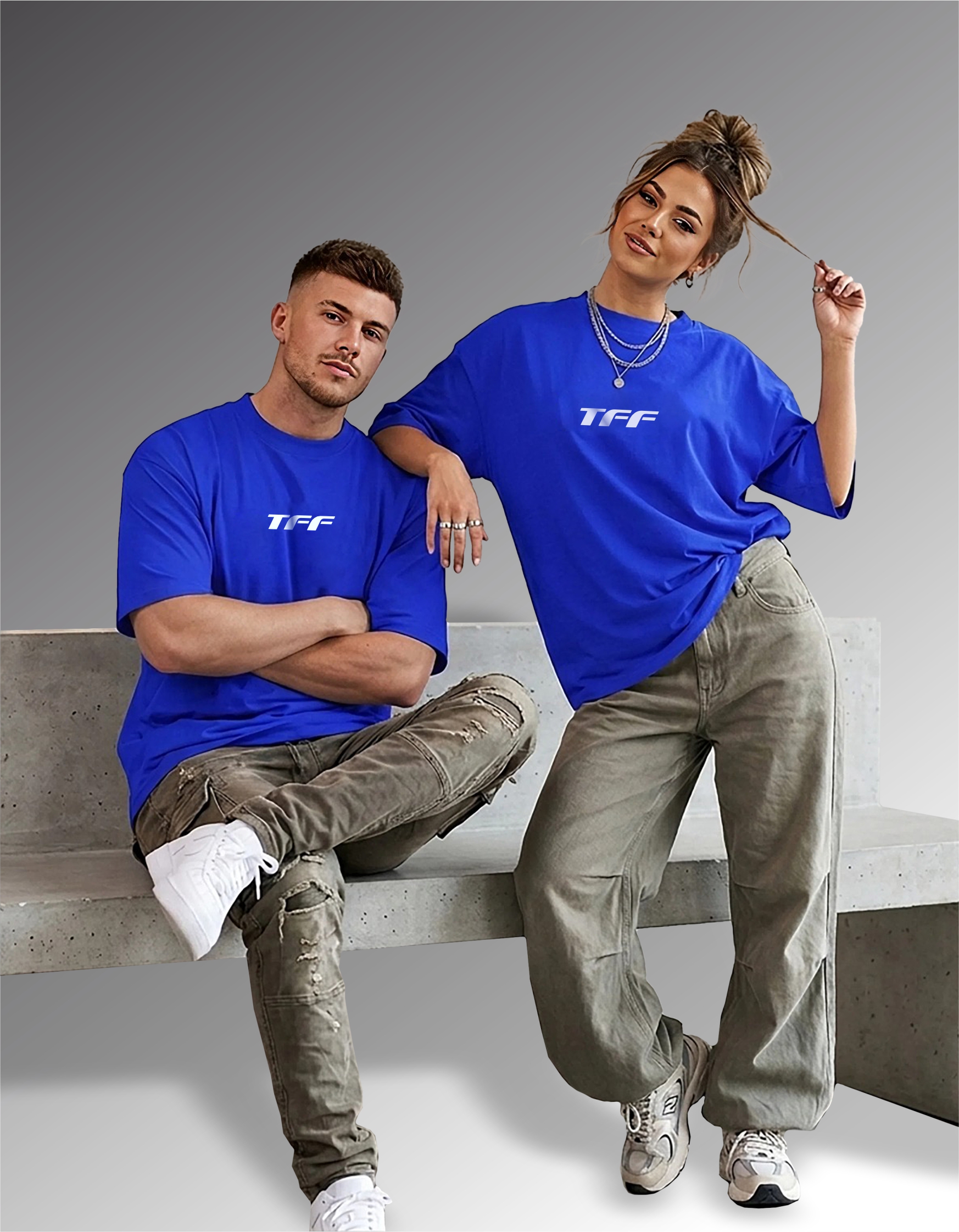 Футболка TFF oversize электро-синий